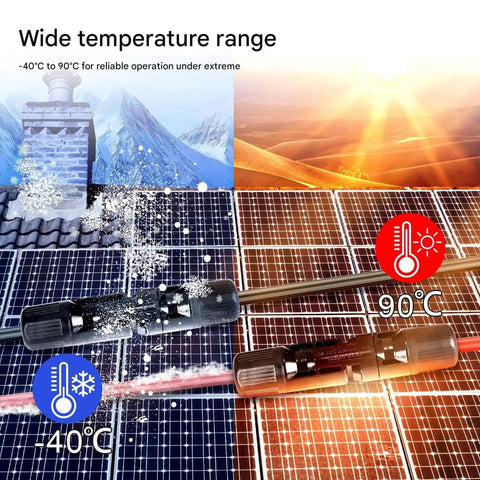 33 Ft Solar Panel Extension Cable With 6mm2 PV Wire, Easy Hookup Male And Female Connectors, IP68 Waterproof, temperature range