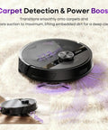 Boss Level Robot Vacuum And Mop Combo With 7000Pa Suction, Lidar Navigation in action on carpet for deep cleaning.