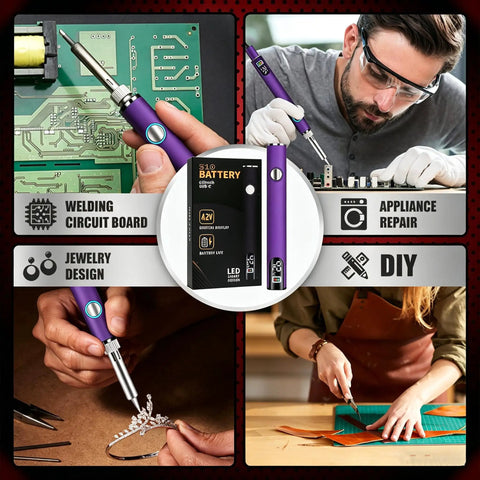 510 Threaded Soldering Pen With LED Display USB C Charging Pro Grade Three Level Temperature Control in use for repair projects.