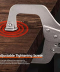 Close-up of Three Pack 11 Inch Locking Pliers Heavy Duty Vice Grips For Welding showing adjustable tightening screw on wood surface.