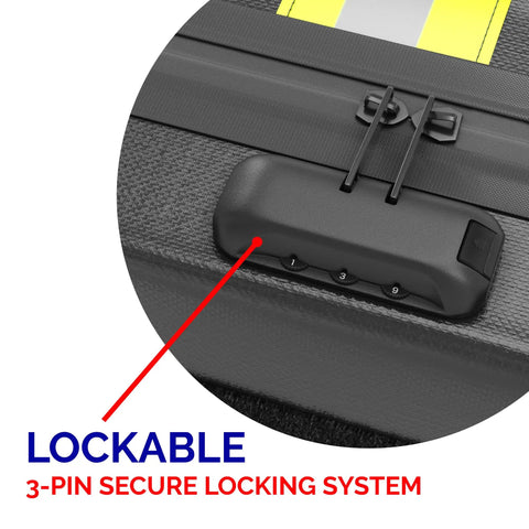 Fireproof And Waterproof Document Bag Lockable 17x12x5 with 3-pin code lock and reflective stripe for night visibility