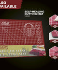 Army Painter Self-Healing Cutting Mat with grid lines and product features, part of One Box Fits All Hobby Tool Kit With Glue And Six Essential Tools For Miniature Assembly Drill With Bits Knife Side Cutter Sculpting Tool And Green Stuff For Warhammer And Dnd Models Plastic Resin And Metal Miniatures