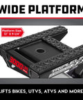 Big Wheel Three In One Garage Jack for Cars Trucks and Motorcycles with One and a Half Ton Capacity and 3000 Pound Lift, platform size 13 x 9.25 inches