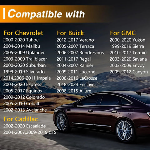 LQYLMY coolant temperature sensor product image showing compatibility for Chevrolet, Buick, GMC and Cadillac models.