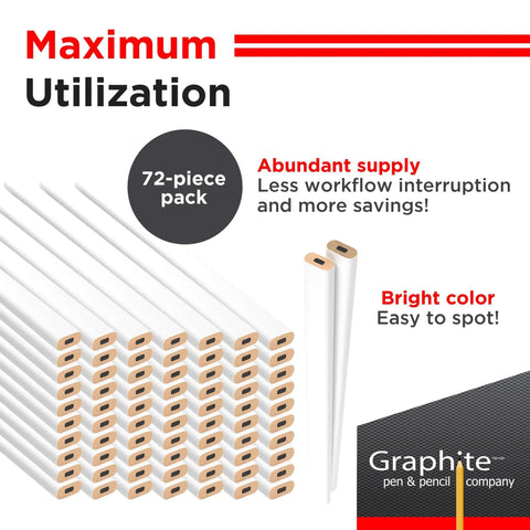 Hard Lead Carpenter Pencils Bulk 72 Pack For DIY And Pro Woodworking And Construction Projects With No 2 HB Lead White Lumber Pencils