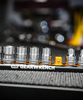 Fourteen Piece Three Eighths Inch Drive Six Point Socket Set Metric Pro Grade Chrome Plated Alloy Steel on display