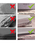 Comparison of Cozy Sauna Bench Pad highlighting double-layer waterproof, good material, and easy installation features.