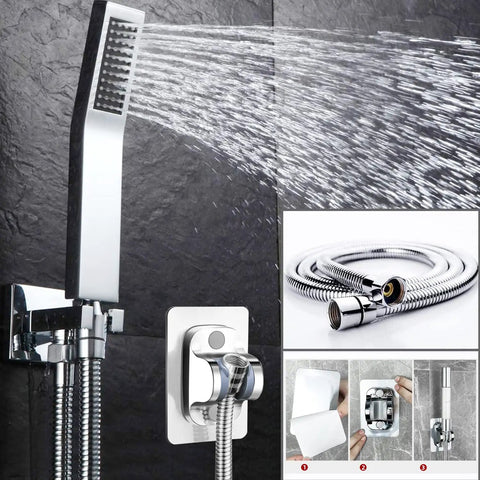 Built To Last High Pressure All Metal Rain Shower Head With Handheld Combo, 78 Inch Stainless Hose, 3 Way Diverter Valve