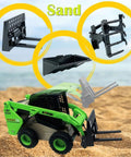 Three In One Skid Steer Loader Construction Toys Set One Fifty Scale Diecast Site Loader With Metal Forklift And Grab Shovel