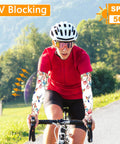 Cyclist wearing Hummingbird Pattern Gardening Arm Sleeves Keeps You Cool With Thumb Hole For Men And Women, Lightweight