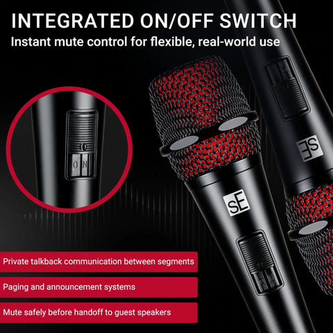 Dynamic Microphone With On Off Switch For Singing Speech And Instruments Handheld XLR Vocal Mic for live gigs showcasing switch