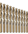 Top Notch Jobber Drill Bit Set With Gold Finish, 10mm High Speed Steel Bit Kit For Metal Wood And Plastic, 1mm To 10mm Sizes With 135 Split Point Drills; 10 gold HSS bits