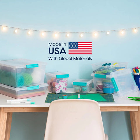 Premium Clear Storage Bins With Reliable Snap Lids 6 Quart Plastic Organizer Containers 4 Pack Made In Usa For Office Documents Notebooks And Files Gonna Keep Your Shelves Neat Straight Up A Must Have
