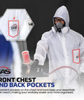 Moonsuit Nylon And Cotton Work Coveralls With Hood Full Zip Front Elastic Waist And Pockets Breathable Back Ripstop Nylon