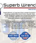 Heavy Duty Metal Water Filter Wrench For Big Blue Housings 6.25 Inch Inside Diameter with USA made badge and company backstory.
