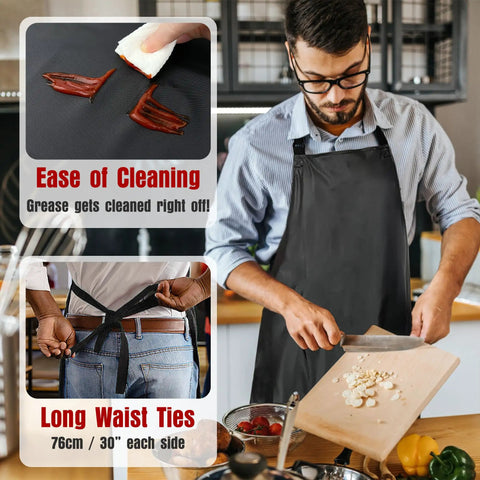 Extra Long Waterproof Vinyl Apron With Adjustable Neck Strap And Long Waist Ties For Cooking Grilling Baking And Cleaning A Real Go To Kitchen Accessory For Messy Home Cooks And Pros