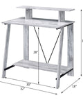 Rock Solid Adjustable Height Standing Computer Desk With Integrated Usb Charging Ports Sleek Metal Ladder Base Gaming Workstation side view with dimensions shown.