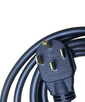 Heavy Duty Type Two To Type One EV Charging Cable Sixteen Feet Long SAE J1772 Adapter plug and cable close-up image.