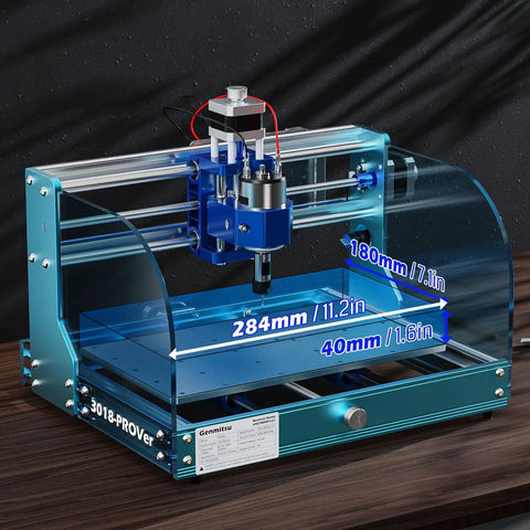 3018-PROVer V2 CNC Router For Beginners Newbie Friendly Compact Mini Milling And Engraving Kit with size dimensions visible