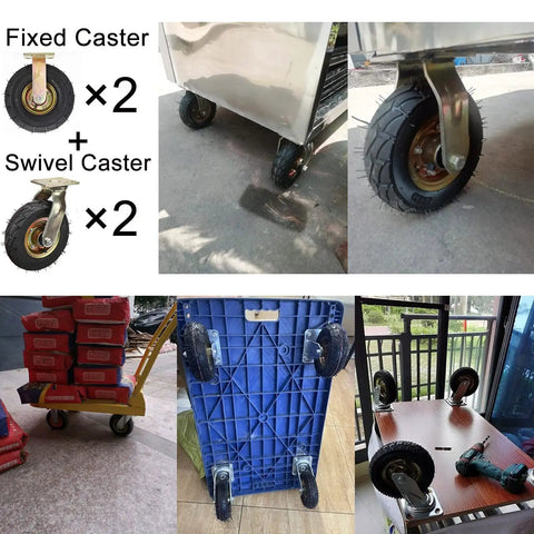 Heavy Duty Industrial Caster Wheels With Pneumatic Rubber Tires And Double Ball Bearings for cart replacement with two swivel and two fixed.