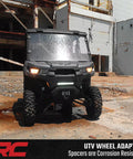 Upgrade Your Polaris UTV Setup With These Heavy Duty 4x156 To 4x136 Wheel Adapters That Drop Your Can Am Rims A Full Inch For Wide Tire Flex Meaner Fitments And Fresh Off Road Stance In Pairs on a UTV.