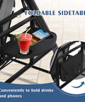 Outdoor Three Seat Porch Swing With Canopy And Stand Convertible 2 In 1 Bed Cup Holder Pillow Cushions Grey Patio Swing foldable sidetable