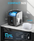 Compact countertop nugget ice maker with app control and self cleaning, ready in 7 minutes, shown on kitchen counter