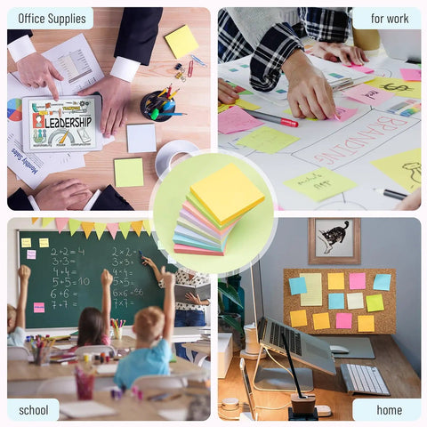 3x3 Inch Sticky Notes Bulk Pack With Eight Color Pads, 800 Sheets Total, Colorful Self Stick Notepads for Office, School, Home