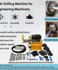 Front view of HayWHNKN portable precision boring machine with 150 cm bar and accessories