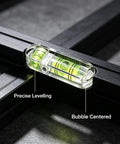 Mini Bubble Spirit Levels, 3 Pcs 30 X 9Mm Layout Tools on a black frame, showcasing precise leveling and centered bubble.