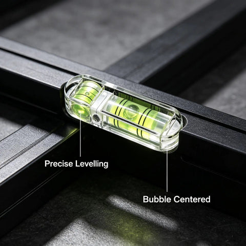 Mini Bubble Spirit Levels, 3 Pcs 30 X 9Mm Layout Tools on a black frame, showcasing precise leveling and centered bubble.