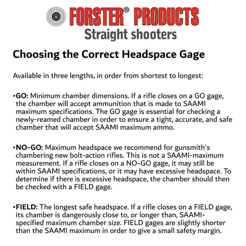 Forster Products chart for 300 AAC Blackout Headspace Gauge Set Go and No-Go for Rifle Chambers, Precision Machined Steel Gauges with 0.00015 inch tolerance, ISO 9001 Certified, Go-To DIY Gunsmithing Tool for Accurate Chamber Length Checks