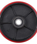 Heavy Duty Red Poly Tread Pallet Jack Steering Wheels Set 7 Inch By 2 Inch 20mm ID Bearings With Sealed 6204 Bearings Replacement