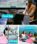 17 Inch Personal Item Gym Bag For Women And Men, Airport Approved Duffle With Wet Pocket And Trolley Sleeve, Grey