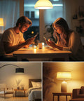 A19 LED Light Bulbs 100W Equivalent, 14W, 2700K Soft White lighting a home kitchen and bedroom setting