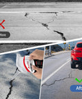 No Fuss Self Leveling Asphalt Crack Filler And Driveway Repair Sealant For Concrete Joints Blacktop Roads Fast Cure Waterproof Patch Kit Easy Application Smooth Finish With Six Pack Value Bundle used to fill cracks in asphalt before and after application.