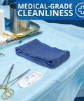 Blue Huck Towels Pack Of 12 Cleaning Rags 100 Percent Cotton Ultra Absorbent Lint Free Towels displayed on a medical tray.
