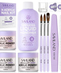 All In One DIY Acrylic Nail Kit With Everything Hema Free Low Odor Monomer Set For Salon Quality At Home Includes Clear Pink White Acrylic Powders 200ml Liquid 8 10 14 Nail Brushes 100 Nail Forms Buffer File Dappen Dish And Tools For Extensions.