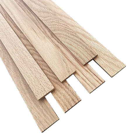 Top Shelf Real Deal Red Oak Board 1/4 Inch X 1/2 Inch X 47 Inch Unfinished Thin Sawn Hardwood showing smooth wood strips for DIY projects.