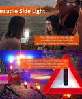 Ultra Bright 120000 Lumen LED Spotlight with 10000mAh rechargeable battery, featuring a side light mode for versatile use in camping settings.