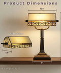Tiffany Style Bankers Lamp With Stained Glass Shade For A Dope Desk Setup, Vintage Mission Desk Light dimensions