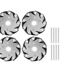 Four 100mm steel mecanum wheels for RC robot car with mounting screws.
