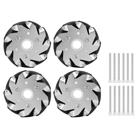 Four Pack 100mm Mecanum Wheels Set For Robot Car Heavy Duty Built To Move Multidirectional Motion High Load Capacity Up To 45kg Per Wheel
