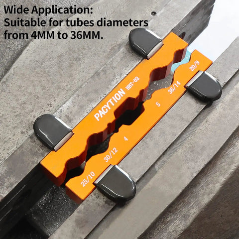 Bike Axle And Spindle Vise Insert With Magnetic Clamp on bench for 4-36 mm parts, showing measurement sizing.