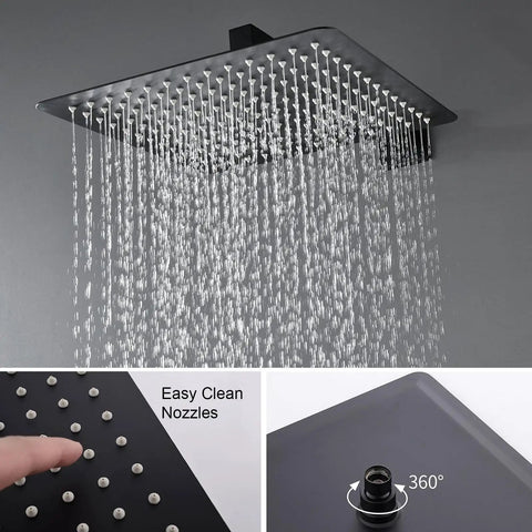 12 Inch Shower System With High Pressure Rainfall Shower Head, spa level upgrade, brushed nickel finish, close-up details