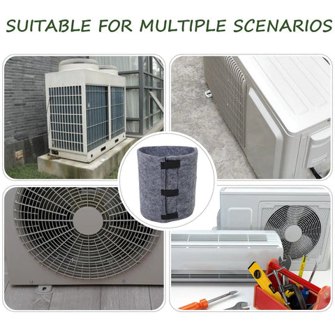 Self Adhesive Soundproof Foam Boards For Ac Compressor Units With Thick Sponge Noise Reduction Blanket For Outdoor Ac Soundproofing installed around various AC units.