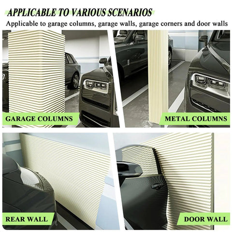 Premium Nbr Foam Garage Wall Protectors Crash Proof Car Door Bumper Saver Strips on garage columns and walls, khaki color.