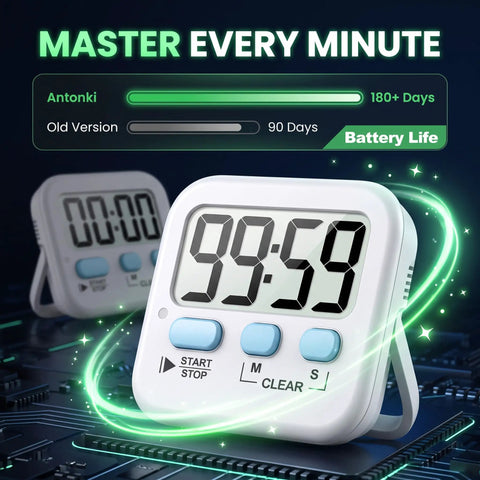 Top Shelf Two Pack Digital Timer With Built In Memory Dead Reliable For Kitchen Cooking Classroom tasks featuring an easy-to-read display.
