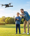 Father and son flying 1080P HD Camera Foldable Mini Drone For Adults With FPV, One Key Take Off And Landing in a park