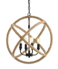 20 Inch Black And Brown 4 Light Iron And Rope Globe Pendant Light With Adjustable Height Totally Coastal Farmhouse Chandelier